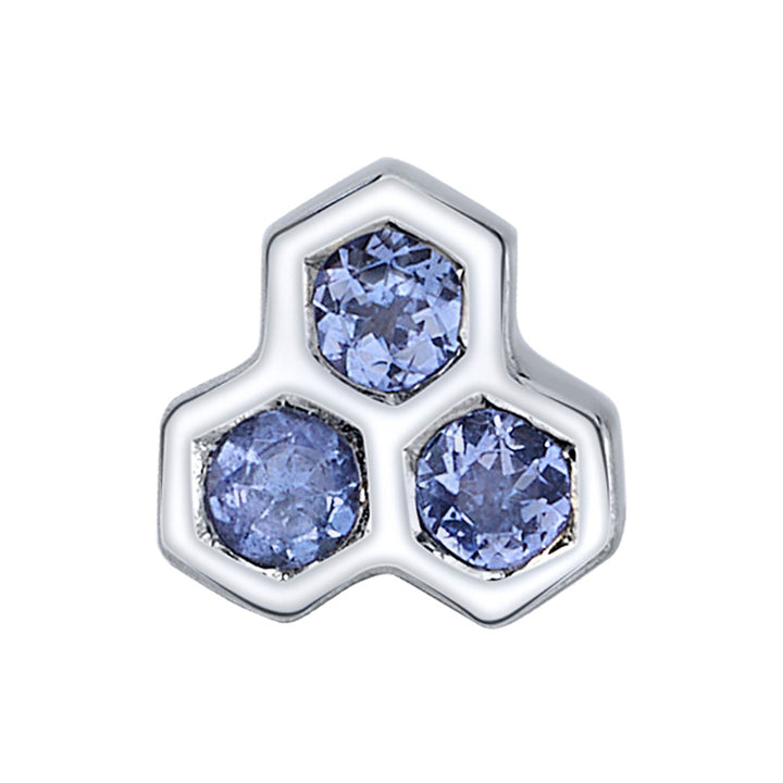 "Dulce" Threaded End in Gold & Platinum with Polar Sapphires