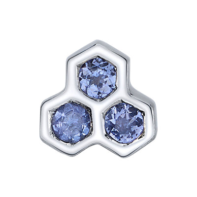 "Dulce" Threaded End in Gold & Platinum with Polar Sapphires