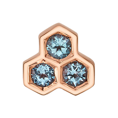 "Dulce" Threaded End in Gold & Platinum with Swiss Blue Topaz