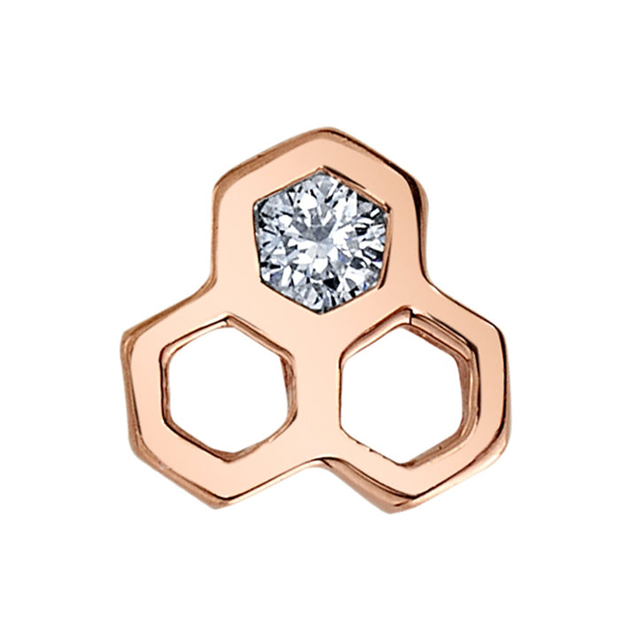 "Dulce" Threaded End in Gold & Platinum with White CZ