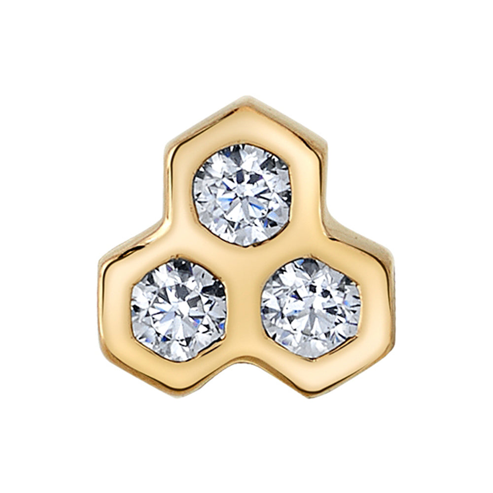 "Dulce" Threaded End in Gold & Platinum with White Sapphires