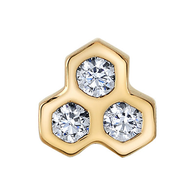 "Dulce" Threaded End in Gold & Platinum with White Sapphires