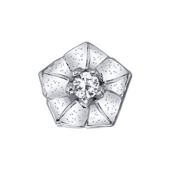 "Morning Glory" Threaded End in Gold & Platinum with White CZ