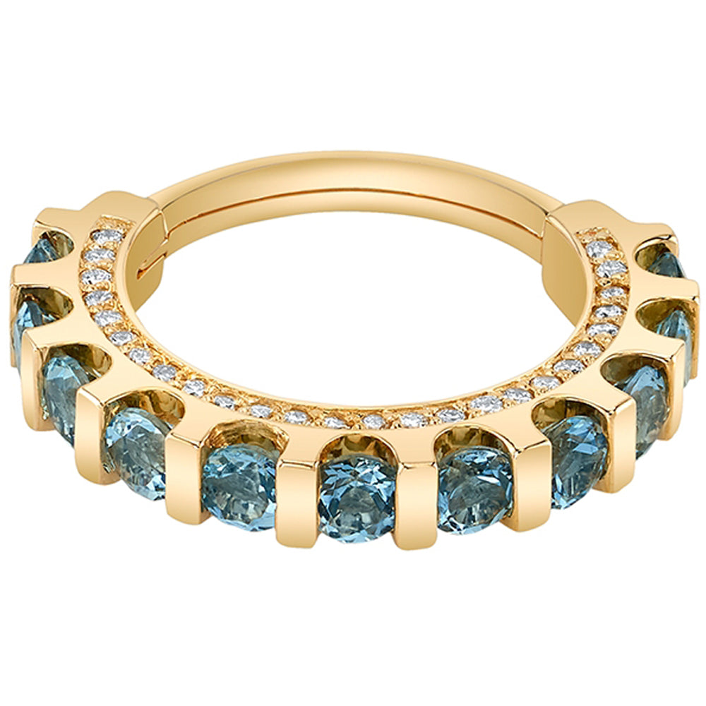 "Cirrus" Hinge Ring in Gold & Platinum with Aquamarine & Diamonds