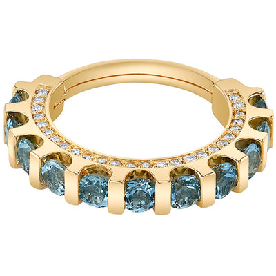 "Cirrus" Hinge Ring in Gold & Platinum with Aquamarine & Diamonds