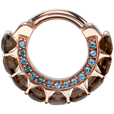 "Cirrus" Hinge Ring in Gold & Platinum with Smoky Quartz & Swiss Blue Topaz