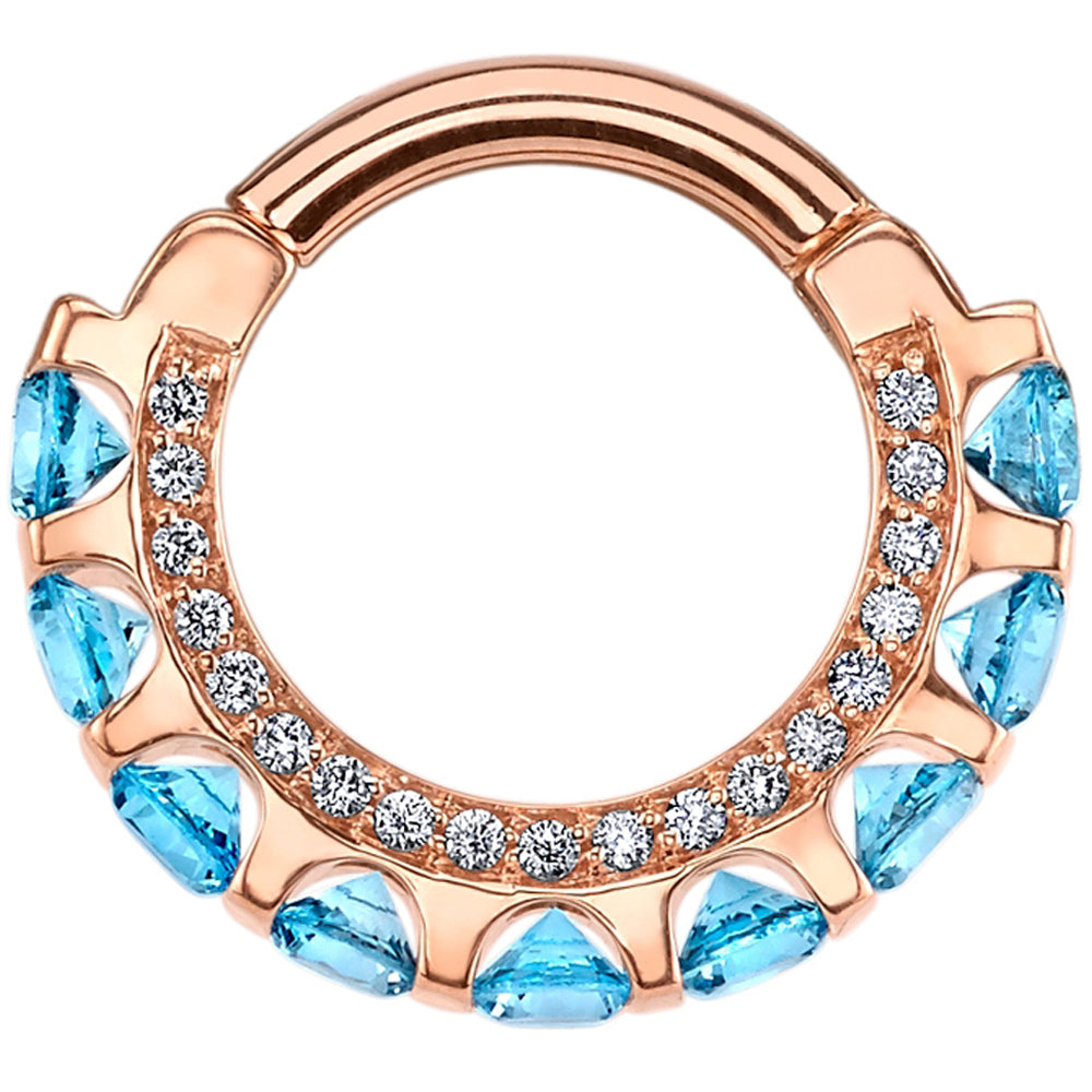"Cirrus" Hinge Ring in Gold & Platinum with Swiss Blue Topaz & Diamonds
