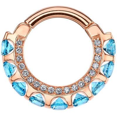 "Cirrus" Hinge Ring in Gold & Platinum with Swiss Blue Topaz & Diamonds