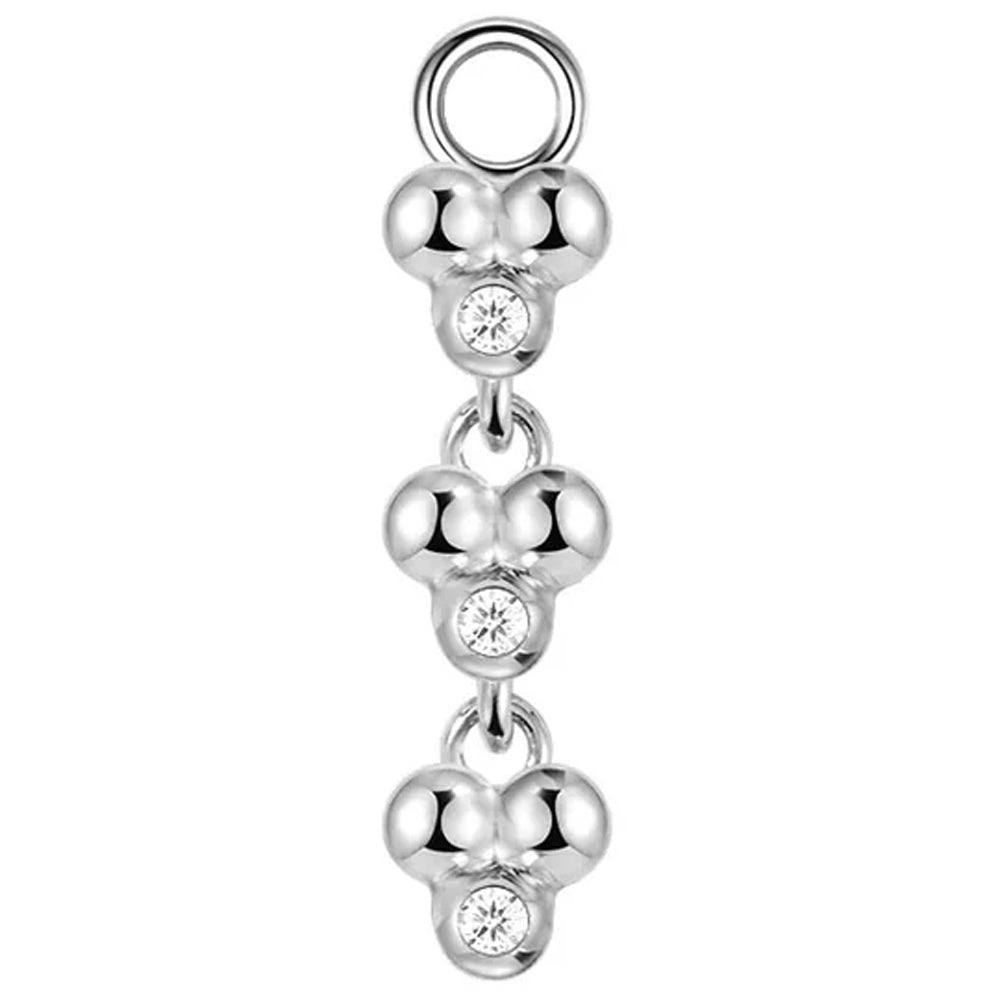 "Triple Ezra 3" Charm in Gold with Diamonds