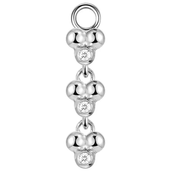 "Triple Ezra 3" Charm in Gold with Diamonds