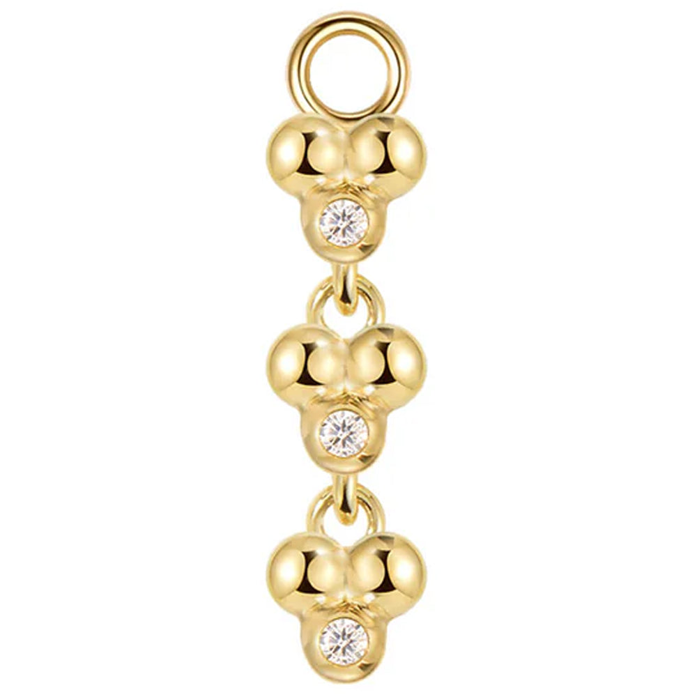 "Triple Ezra 3" Charm in Gold with Diamonds