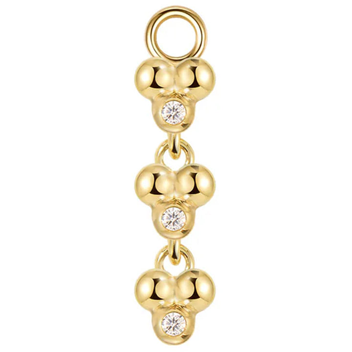 "Triple Ezra 3" Charm in Gold with Diamonds