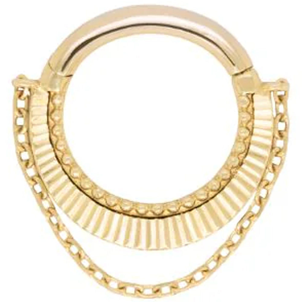 "Republique" with Chains Hinge Ring / Clicker in Gold