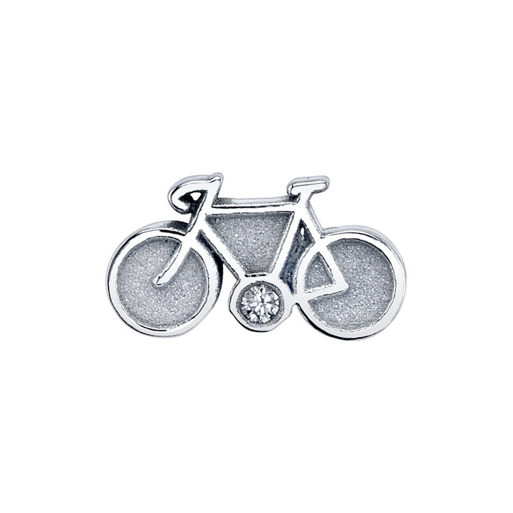 Tiny Bicycle Threaded End in Gold & Platinum with White CZ