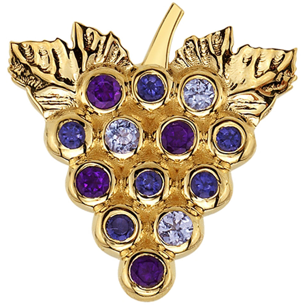 "From the Vine" Threaded End in Gold & Platinum with Amethyst, Tanzanite & Iolite