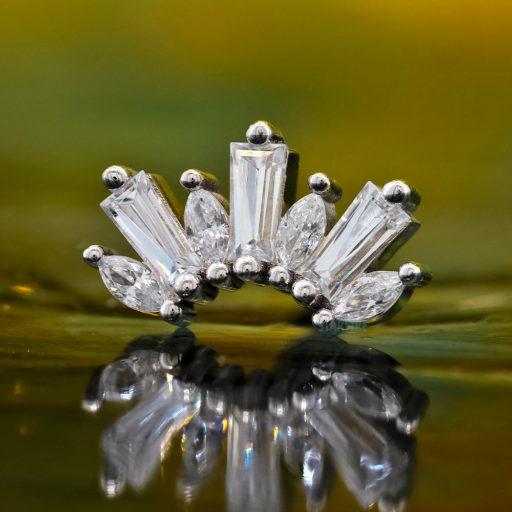 "El Rey" Threaded End in Gold & Platinum with White CZ's