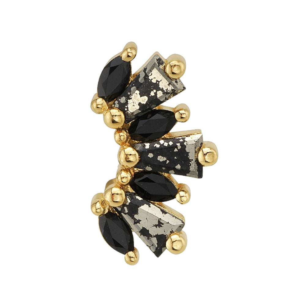 "El Rey" Threaded End in Gold & Platinum with Pyrite & Onyx