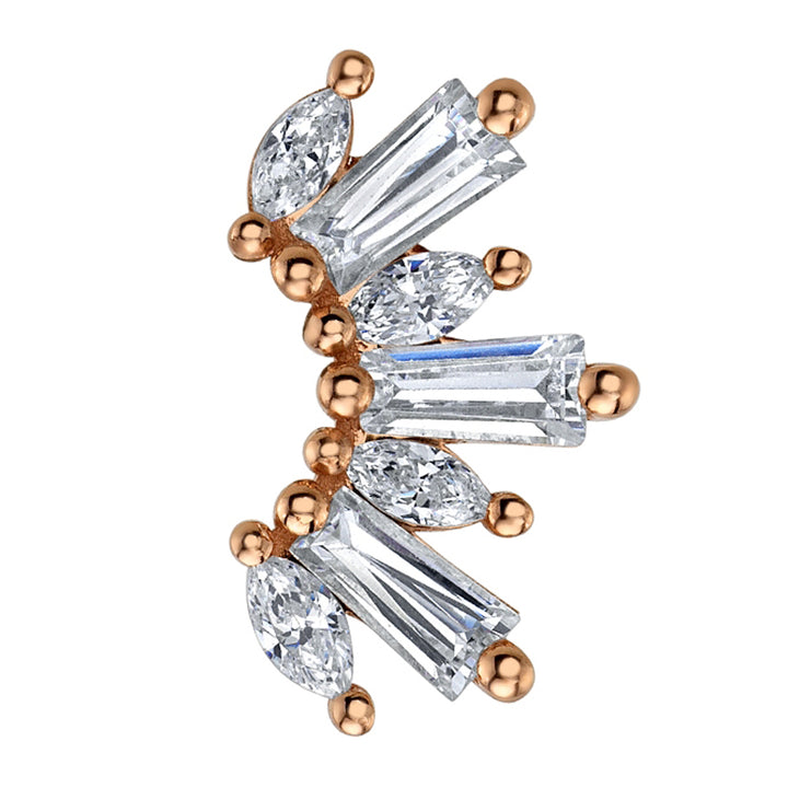 "El Rey" Threaded End in Gold & Platinum with White CZ's