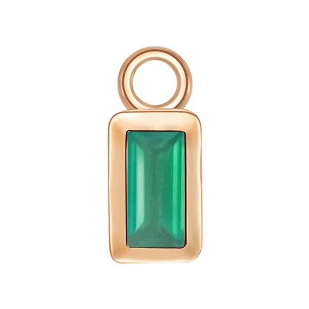 Baguette Bezel Charm in Gold with Colored Genuine Gemstones