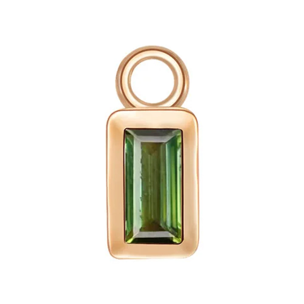 Baguette Bezel Charm in Gold with Colored Genuine Gemstones