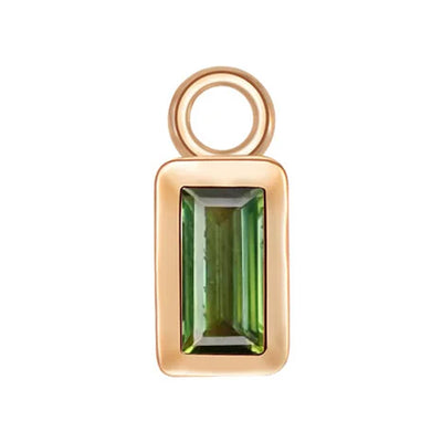 Baguette Bezel Charm in Gold with Colored Genuine Gemstones