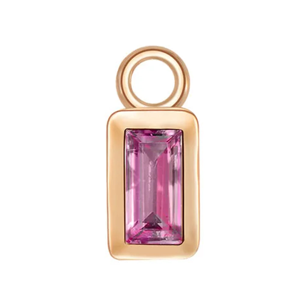 Baguette Bezel Charm in Gold with Colored Genuine Gemstones