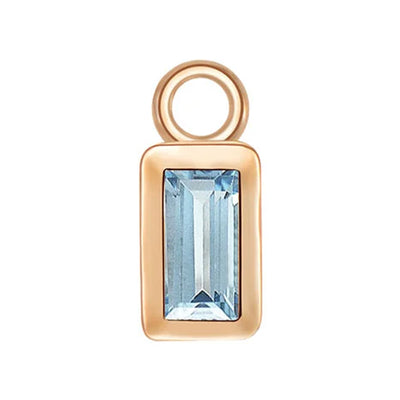 Baguette Bezel Charm in Gold with Colored Genuine Gemstones