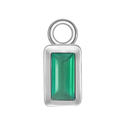 Baguette Bezel Charm in Gold with Colored Genuine Gemstones