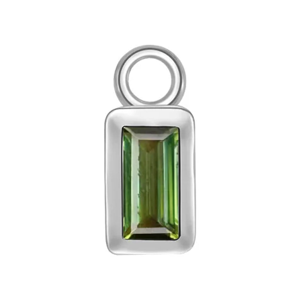 Baguette Bezel Charm in Gold with Colored Genuine Gemstones