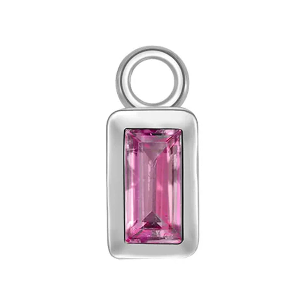 Baguette Bezel Charm in Gold with Colored Genuine Gemstones