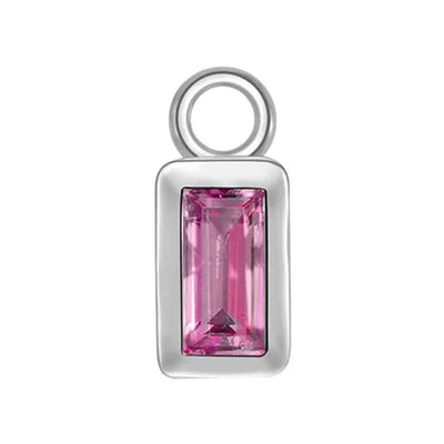Baguette Bezel Charm in Gold with Colored Genuine Gemstones