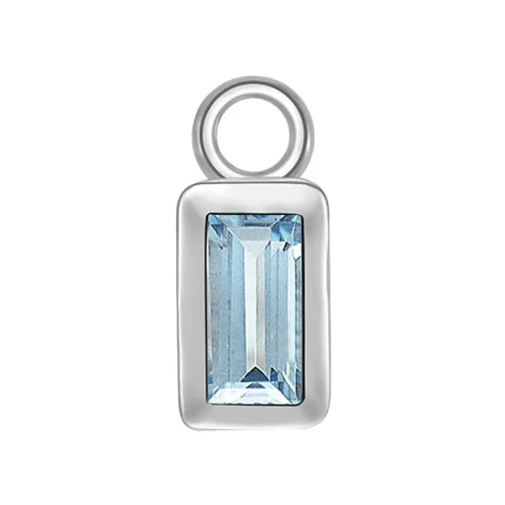 Baguette Bezel Charm in Gold with Colored Genuine Gemstones