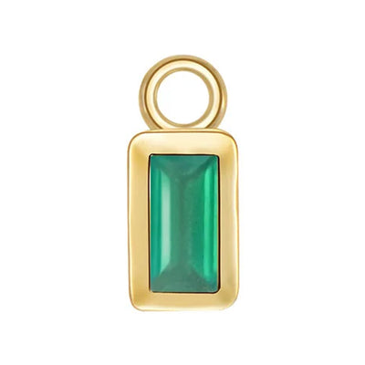 Baguette Bezel Charm in Gold with Colored Genuine Gemstones