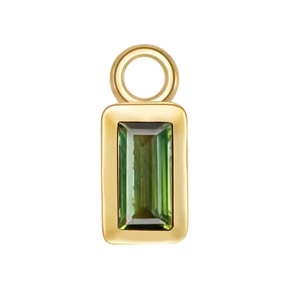 Baguette Bezel Charm in Gold with Colored Genuine Gemstones