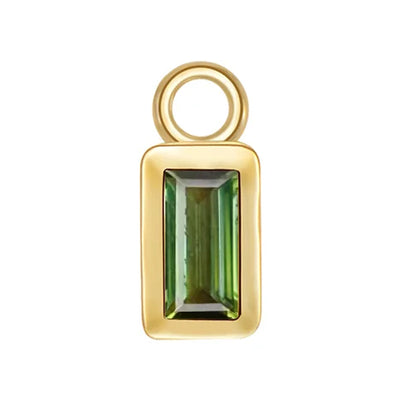 Baguette Bezel Charm in Gold with Colored Genuine Gemstones