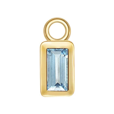 Baguette Bezel Charm in Gold with Colored Genuine Gemstones