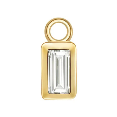 Baguette Bezel Charm in Gold with Diamond