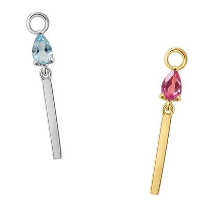 "Jordana" Charm in Gold with Colored Genuine Gemstones