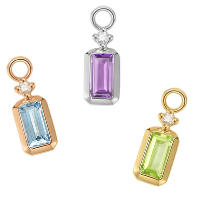 "Chloe" Charm in Gold with Colored Genuine Gemstones