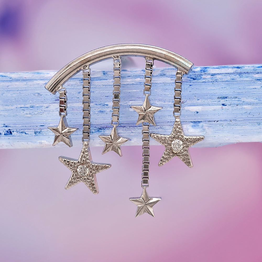 "Wish Upon a Star" Hidden Helix Threaded End in Gold & Platinum with DIAMONDS