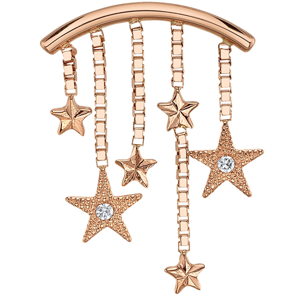 "Wish Upon a Star" Hidden Helix Threaded End in Gold & Platinum with DIAMONDS