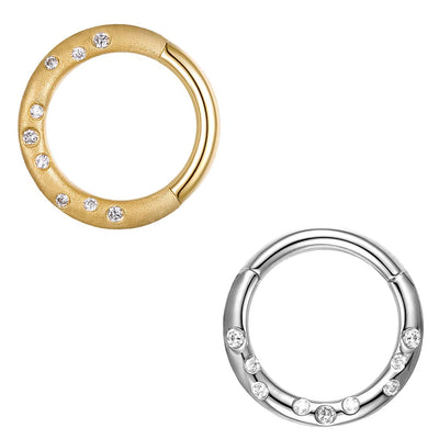 "Essie" Hinge Ring / Clicker in Gold with Diamonds