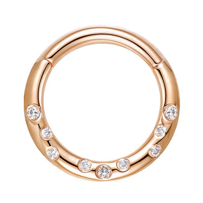 "Essie" Hinge Ring / Clicker in Gold with Diamonds