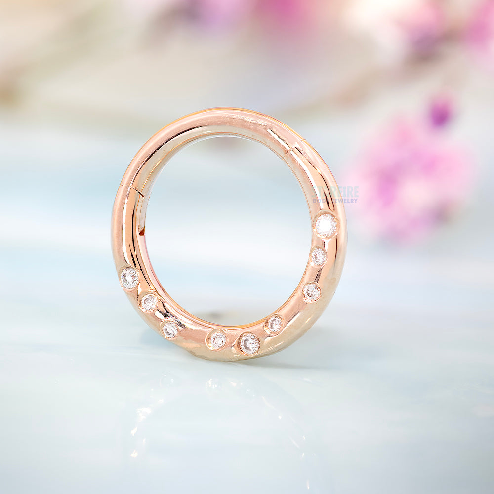 "Essie" Hinge Ring / Clicker in Gold with Diamonds