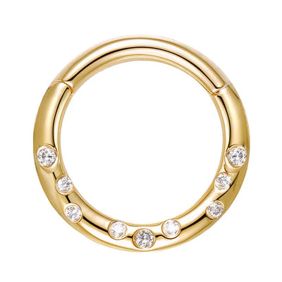 "Essie" Hinge Ring / Clicker in Gold with Diamonds