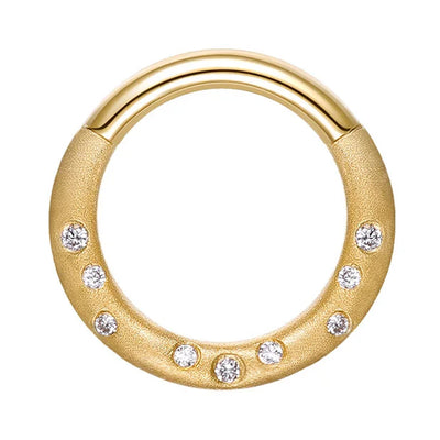 "Essie" Hinge Ring / Clicker in Gold with Diamonds
