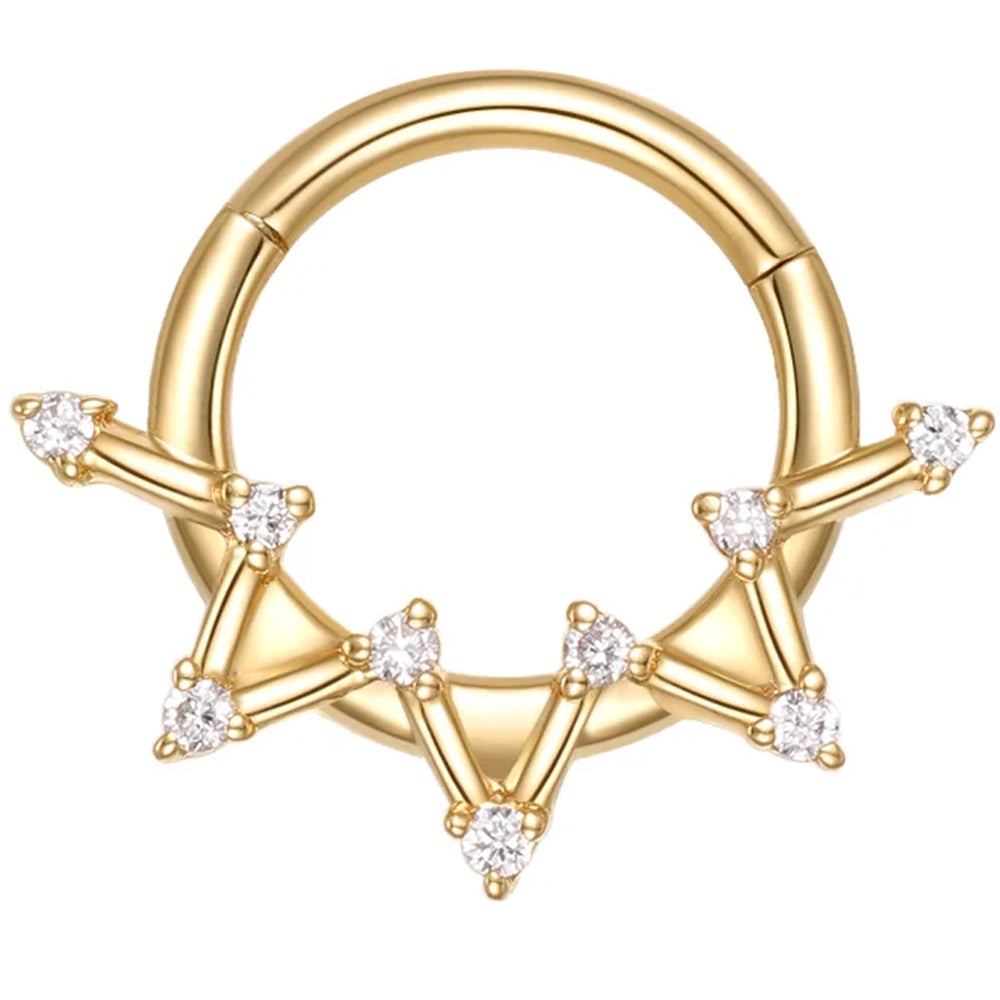 "Astera" Hinge Ring / Clicker in Gold with Diamonds