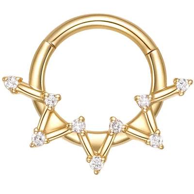 "Astera" Hinge Ring / Clicker in Gold with Diamonds