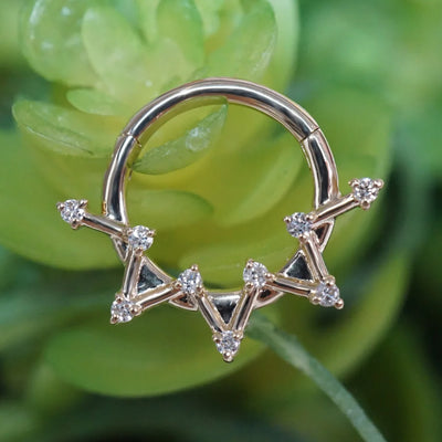 "Astera" Hinge Ring / Clicker in Gold with Diamonds