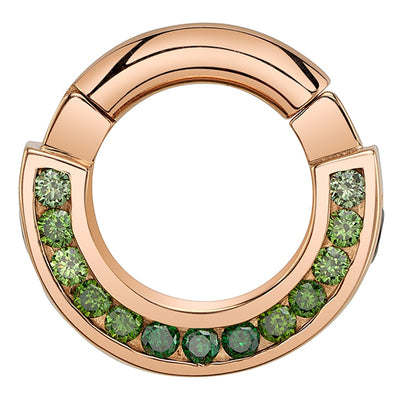 "Brandy's Light" Hinge Ring in Gold & Platinum with Green Tourmaline & Green Diamonds
